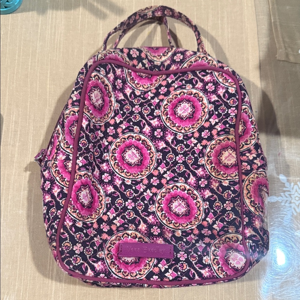 Vera Bradley Pink and Black Patterned lunch bag